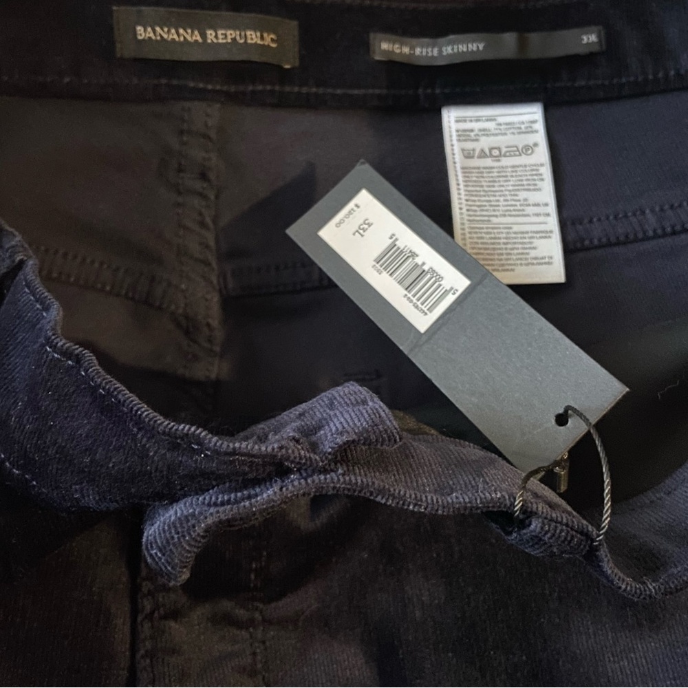 Banana Republic Corduroy Pants Womens 33 Long High Rise Skinny  Black NWT - Picture 6 of 6